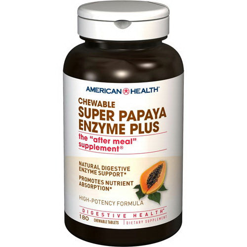 American Health Super Papaya Enzyme Plus High Potency Chewable Tablets - 180 Ea